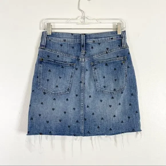 MADEWELL NWT Heart Print Stretch Denim Mini Skirt - Picture 8 of 8